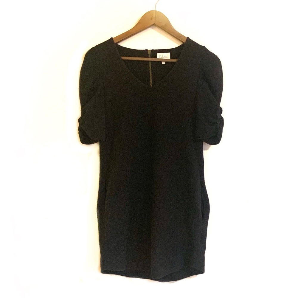Anthro Deletta Black Textured Puff Sleeve Mini XS